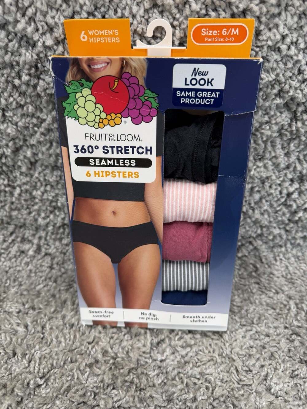 6 Fruit of the Loom Womens Hipsters Size 6 Underwear Seamless 360 Stretch New